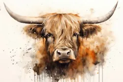 Buy PRINT ONLY Highland Cow Picture Gift Modern Scottish Wall Art - CANVAS IN SHOP • 8.99£