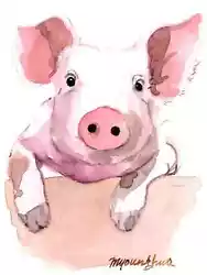 Buy ACEO Limited Edition PIG Cute Animal Art Print Of A Watercolor Nature Lover • 4.98£