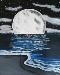 Buy B & W Moon Rising Painting • 63.66£