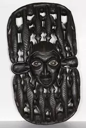 Buy African Or Oceanic Objects, Face With Lizards, Hand-Carved Wood Wall Sculpture • 3,586.50£