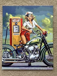 Buy Completed Painting By Numbers. American Poster And Indian Motorcycle. • 150£
