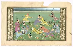 Buy Painting Of Mughal Emperor Hunting The Tiger Vintage Hunting Art 13x8 Inches • 97.80£