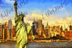 Buy Oil Art, Digital Picture Photo, Wallpaper Background Statue Of Freedom, PNG File • 1.15£