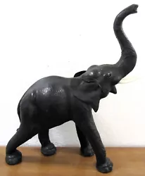 Buy Vintage Genuine Black Leather Wrapped Elephant Sculpture 26  Tall • 139.74£