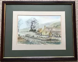 Buy Artist D W G Woolley Framed Ink & Watercolour Landscape Farm & Fields 1979 • 32£