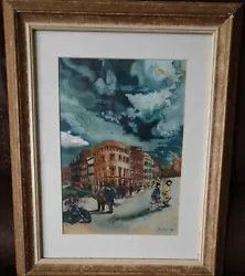 Buy Original Watercolour , The City Street,  Indistinctly Signed • 35£