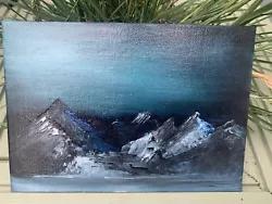 Buy Mountains At Night Original Oil Painting Canvas Amateur Artist 5”x7” • 10£
