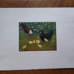 Buy Signed Print By Rosemary Farrer 'First Worm' Hens And Chickens 34/150 • 15£