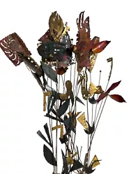 Buy Vintage MCM Mid Century Modern Jeré Era Brutalist Torch Cut Metal Floral Flowers • 278.77£