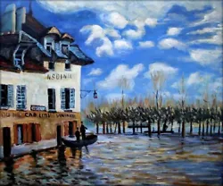 Buy Quality Hand Painted Oil Painting Repro Sisley Bank During Flood 20x24in • 57.96£