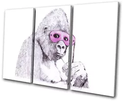 Buy Banksy Painting Monkey Mask TREBLE CANVAS WALL ART Picture Print VA • 34.99£