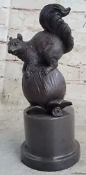 Buy Mid Century Figurine Bronze Brown Patina STUPELL Squirrel Nuts Figurine • 199.20£