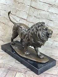 Buy Bronze Sculpture Figure Extra Large Wild African Lion On Prowl Wild Artwork Deal • 315.35£