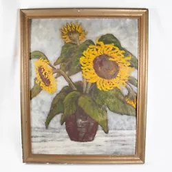 Buy Vintage Painting Bold And Big Sunflowers Floral Flowers Original Framed 20x24 • 44.63£