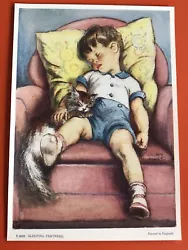 Buy Vintage Retro 1950s Art Print Lilian Rowles Sleeping Partners Child Cat Picture • 10£