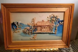 Buy Vtg./Antique Beautiful Chinese Hand Carved Cork Diorama Wall Art 13  W X 9   T • 36.38£