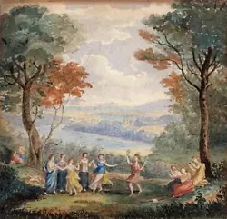 Buy Classical Scene - Ladies Dancing In Landscape Watercolour Painting 19th Century • 150£