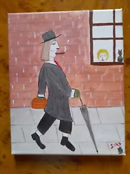 Buy Original Acrylic Painting Inspired By  L.S Lowry.  Subject.  Father Going Home. • 24£