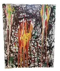 Buy Vintage Original Abstract Colorful Painting On Canvas Signed • 383.25£