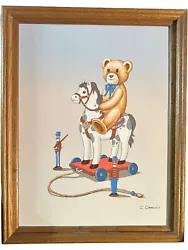 Buy C. Carson Teddy Bear Toy Soldier Horse Oil Painting Framed Canvas 14x18 Nursery • 24.80£