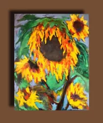 Buy Original Acrylic  Painting Sunflowers Floral Flowers Expressive Art • 100£