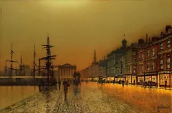 Buy Greenock Harbour Scotland Night Painting By John Atkinson Greenshaw Reproduction • 44.78£