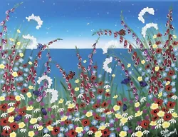 Buy Contemporary Original Butterflies Meadow Flowers Summer Sea Painting Picture Art • 95£