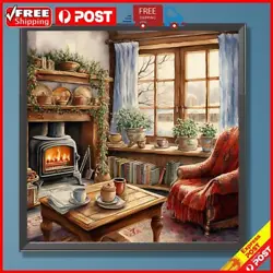 Buy Paint By Numbers Kit On Canvas DIY Oil Art Winter Fireplace Picture Decor40x40cm • 7.13£