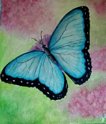 Buy Original Painting On Canvas 15/17 In. Acrylic. Butterfly. With Signature • 315£