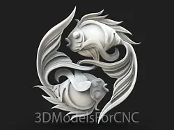Buy 3D Model STL File For CNC Router Laser & 3D Printer Yin Yang Fish 2 • 2.47£