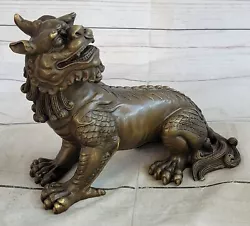 Buy Antique Chinese Bronze Auspicious Lion Foo Dog Statue Fine Art Deco • 236.33£