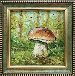 Buy Mushroom Original Oil Painting Art Impasto Gift For Her Painting Gift 4x4 Inches • 29.01£