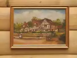 Buy Framed Original Vintage Oil Landscape Painting Country Cottage Sussex • 22£