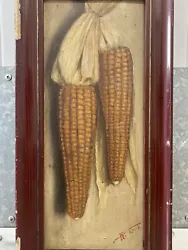 Buy 🔥 Antique Old American Folk Art Trompe L'oeil Still Life Corn Oil Painting 1908 • 932.09£