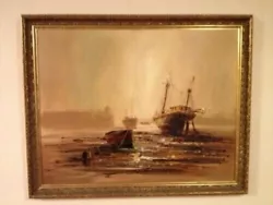 Buy John Bampfield Very Large Framed Signed Oil Painting  Looking At Boats  • 275£