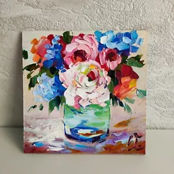 Buy Original Oil Painting Bouquet Colorful Flowers Rose Artwork Floral Wall Art • 31.52£