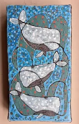 Buy Original Painting On Canvas On Wood Abstract Whales Signed Robin Scott • 50£