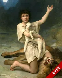 Buy Shepherd David Protecting Lamb From Lion Bible Painting Art Print On Real Canvas • 14.33£