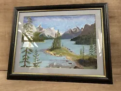 Buy Forest Lake River Mountain Scene Oil Painting Framed  • 35£