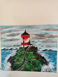 Buy Original Hand Painted Canvas, Light House Ocean Acrylic Painting,  25×30 C • 9.77£