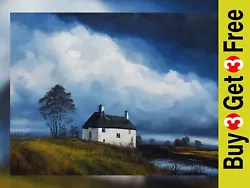 Buy White Cottage On Scottish Highlands, Print Of Original Oil Painting. Wall Art • 4.99£