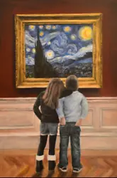 Buy NEW ORIGINAL ESCHA VAN DEN BOGERD  Watching Starry Night Van Gogh  OIL PAINTING • 3,550£