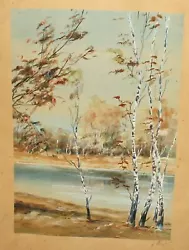 Buy Antique Realist Gouache Painting Forest Landscape Signed • 123.73£