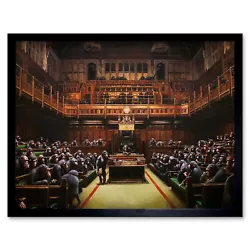 Buy Banksy Devolved Parliament Graffiti Brexit Painting Wall Art Print Framed 12x16 • 11.99£