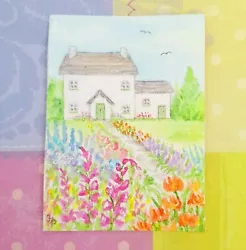 Buy ACEO ORIGINAL Hand Painted Signed Cottage Garden Miniature Painting By Hellie P • 7.99£