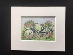 Buy Aceo Original Watercolour Painting By Toni Bike With Basket Full Of Flowers • 6.90£