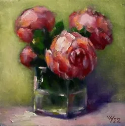 Buy Original Oil Painting Still Life Impressionism Realism Peonies 6 X 6  Flowers  • 62.21£
