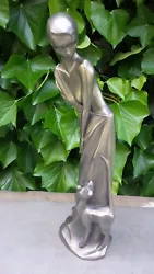 Buy ART DECO Style Lady Resin Sculpture With 1 Signed Cat, ID. • 36.04£