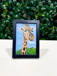 Buy Giraffe Oil Painting- Original MINI FRAMED Realistism Animal Wildlif Art Decor • 60£