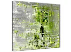 Buy Lime Green Grey Abstract Painting Wall Art Print Canvas - 49cm Square - 1s360s • 29.99£